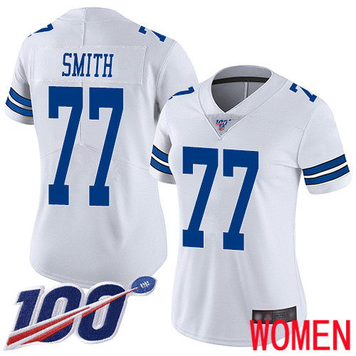 Women Dallas Cowboys Limited White Tyron Smith Road 77 100th Season Vapor Untouchable NFL Jersey